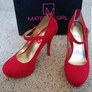 Material Girl Red Suede Pumps